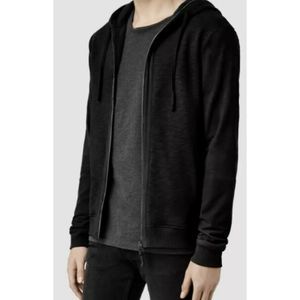 All Saints Sirius Jacket Hoodie Goat Suede Sleeves